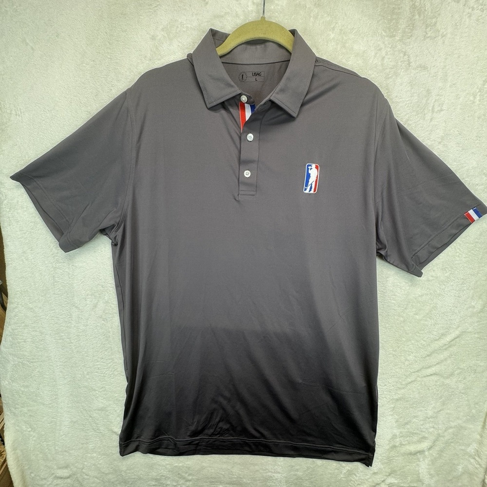 U Suck At Golf Polo Shirt Men's L Gray Performance Stretch Golf Short Sleeve